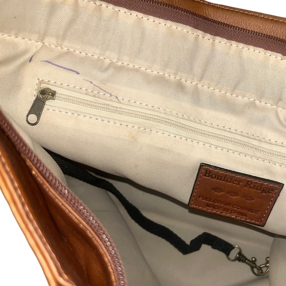 Vintage Boulder Ridge Full Grain Cowhide Leather Large Brown Tote Shoulder Bag - Picture 14 of 14